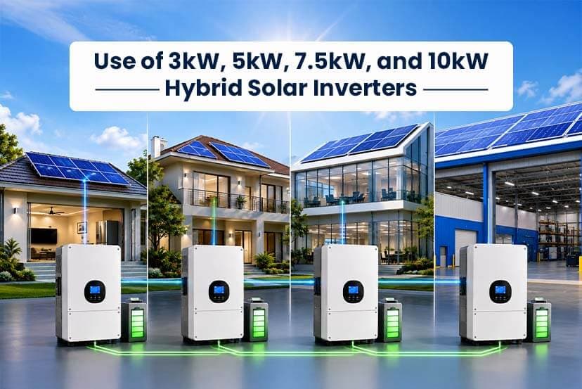 Use Of 3kw, 5kw, 7.5kw, And 10kw Hybrid Solar Inverters